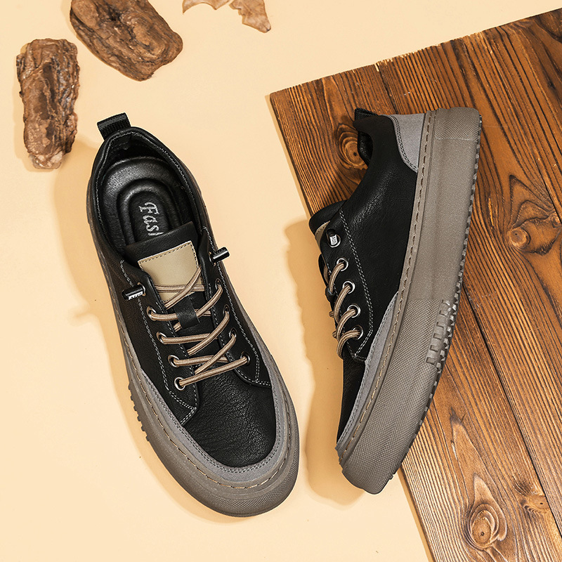 British Round Toe Men's Leather Shoes Men - Imagen 4
