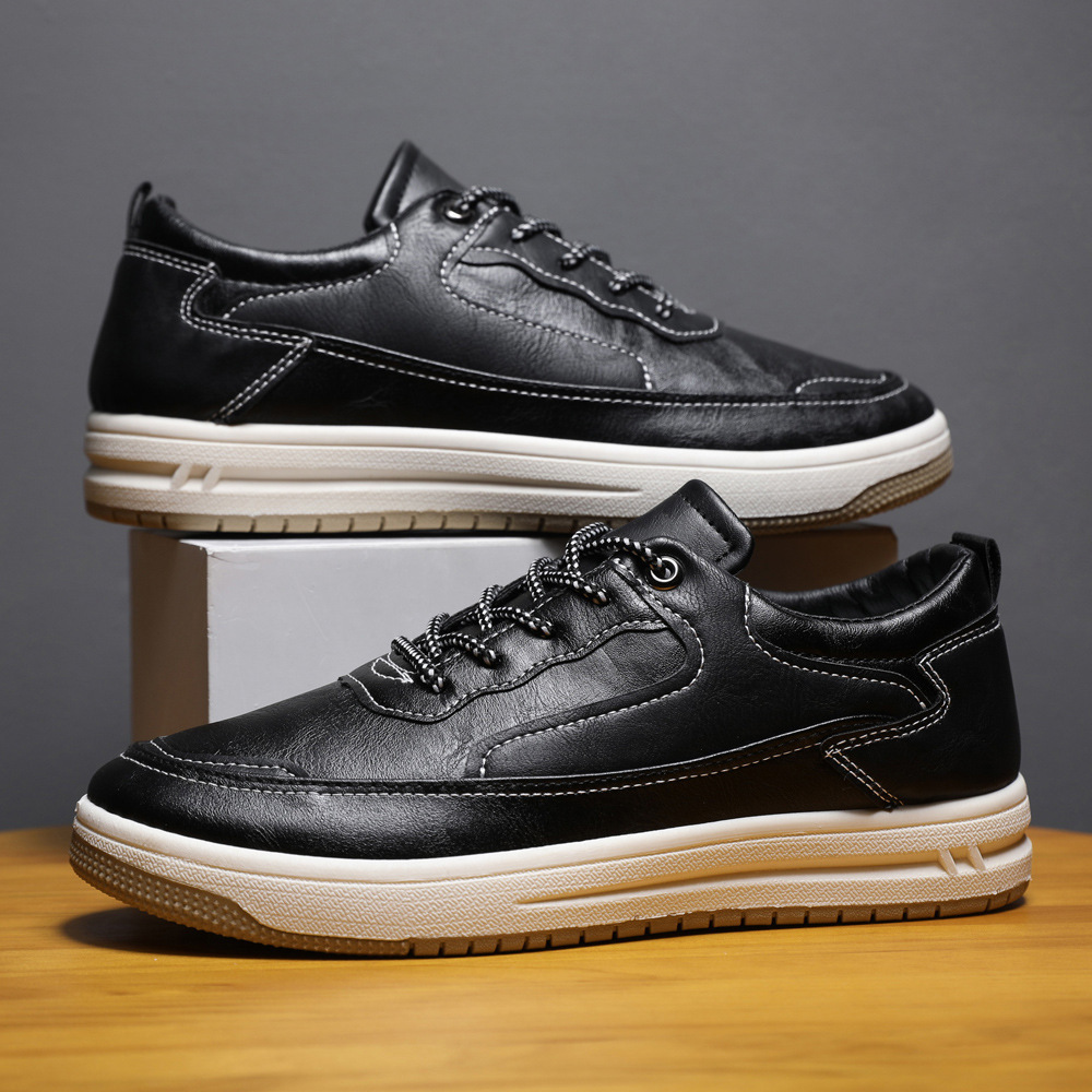 Leather Surface Men's Low-top Sneakers Warm Casual Shoes - Imagen 7