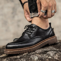 Tooling Casual Leather Shoes All-matching British Leather Shoes