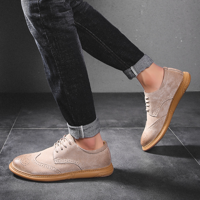 Business Formal Wear Genuine Leather Low Top Retro Lace Up Breathable Men's Shoes - Imagen 2