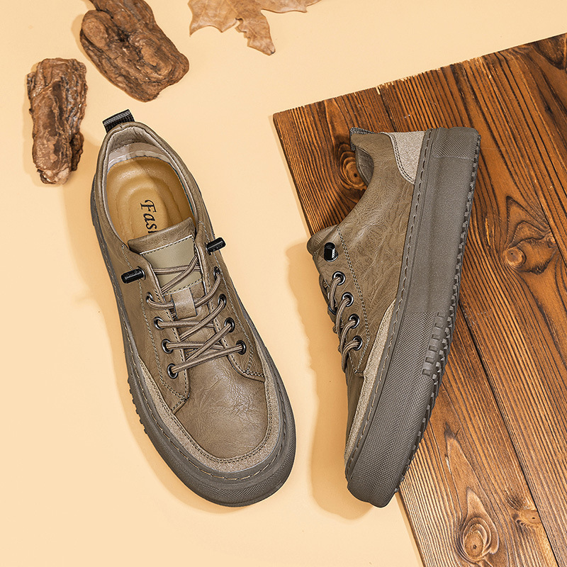 British Round Toe Men's Leather Shoes Men - Imagen 3