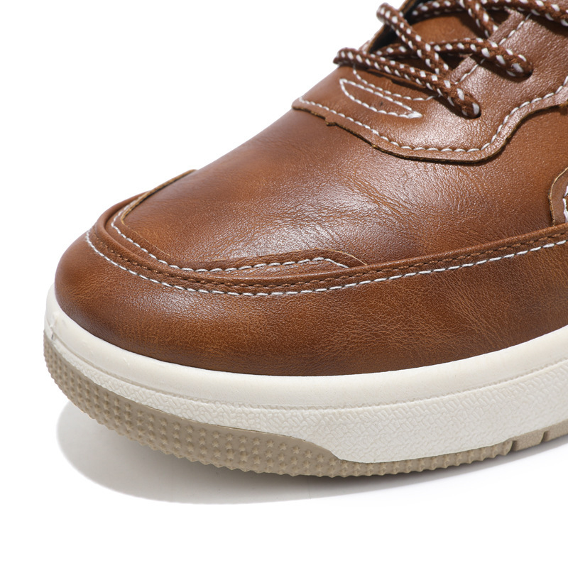 Leather Surface Men's Low-top Sneakers Warm Casual Shoes - Imagen 3