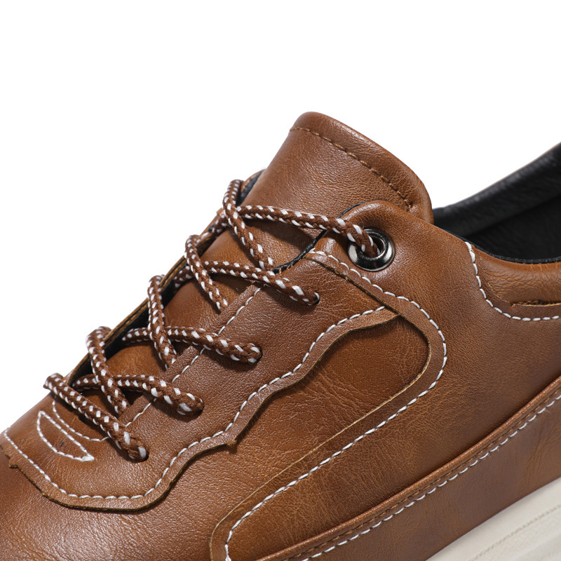 Leather Surface Men's Low-top Sneakers Warm Casual Shoes - Imagen 4