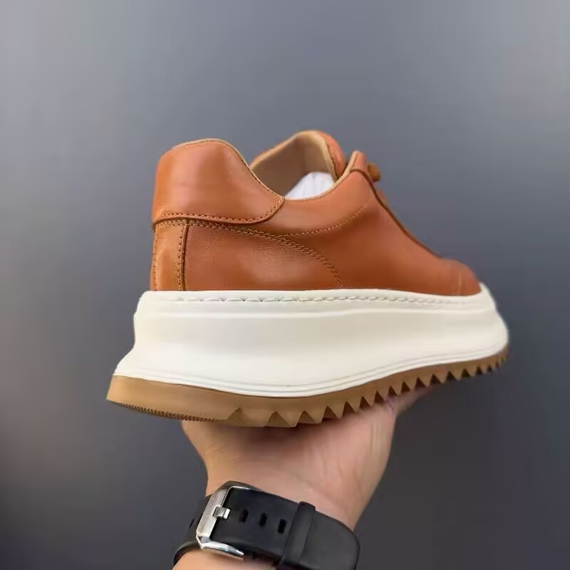Leather White Shoes Male Retro Casual Shoes - Imagen 6