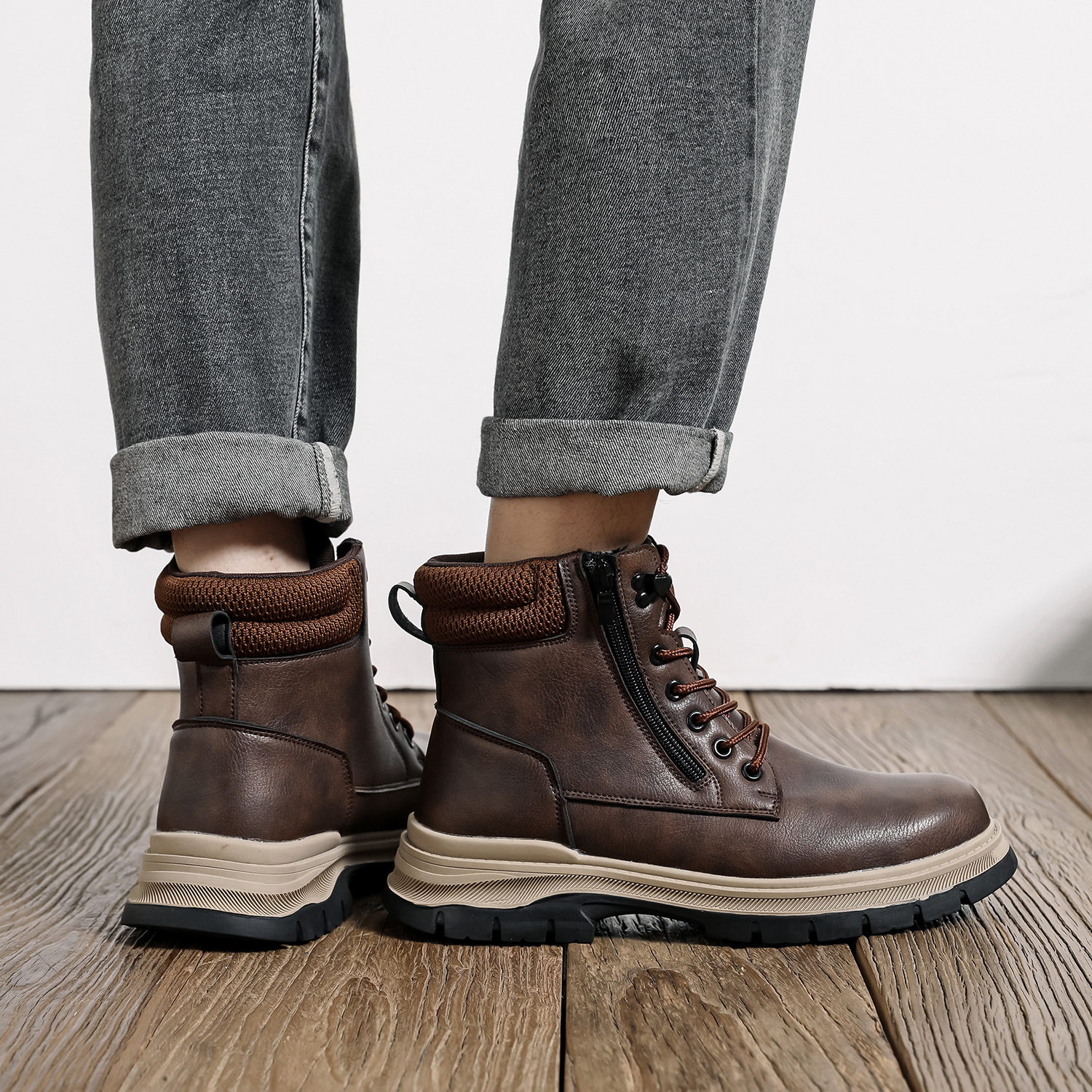 High-top Men's Shoes Men's Deodorant And Breathable Anti-smashing And Anti-penetration Lightweight And Wear-resistant Safety - Imagen 3