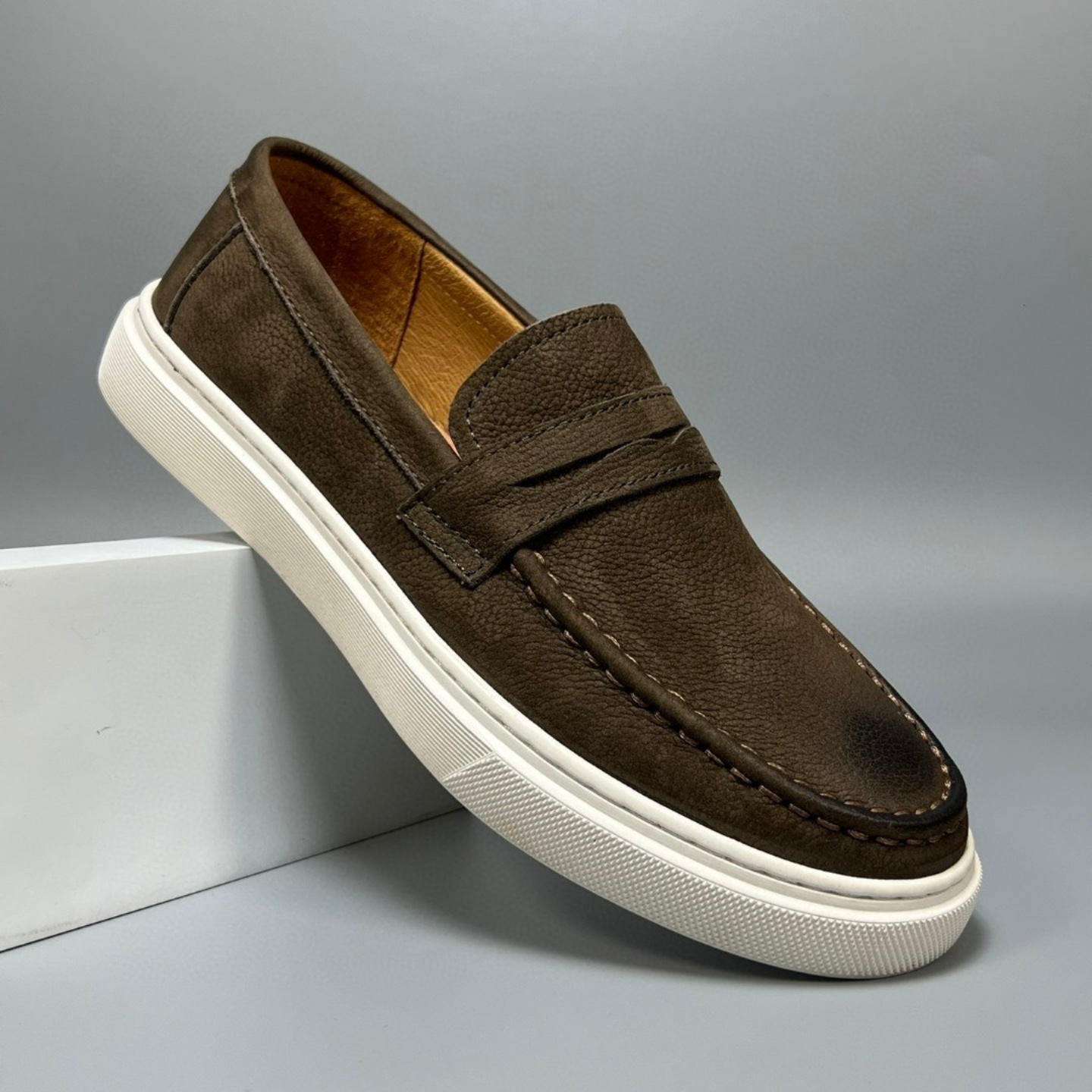 Casual Men's Genuine Retro Soft Bottom Calf Leather Shoes - Imagen 6