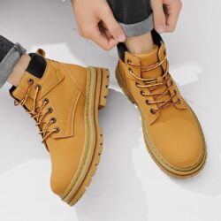 Men's Simple Casual Plus Size Leather Martin Boots
