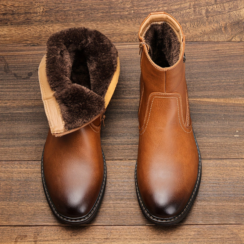 Dress Boots With Zipper Faux Fur
