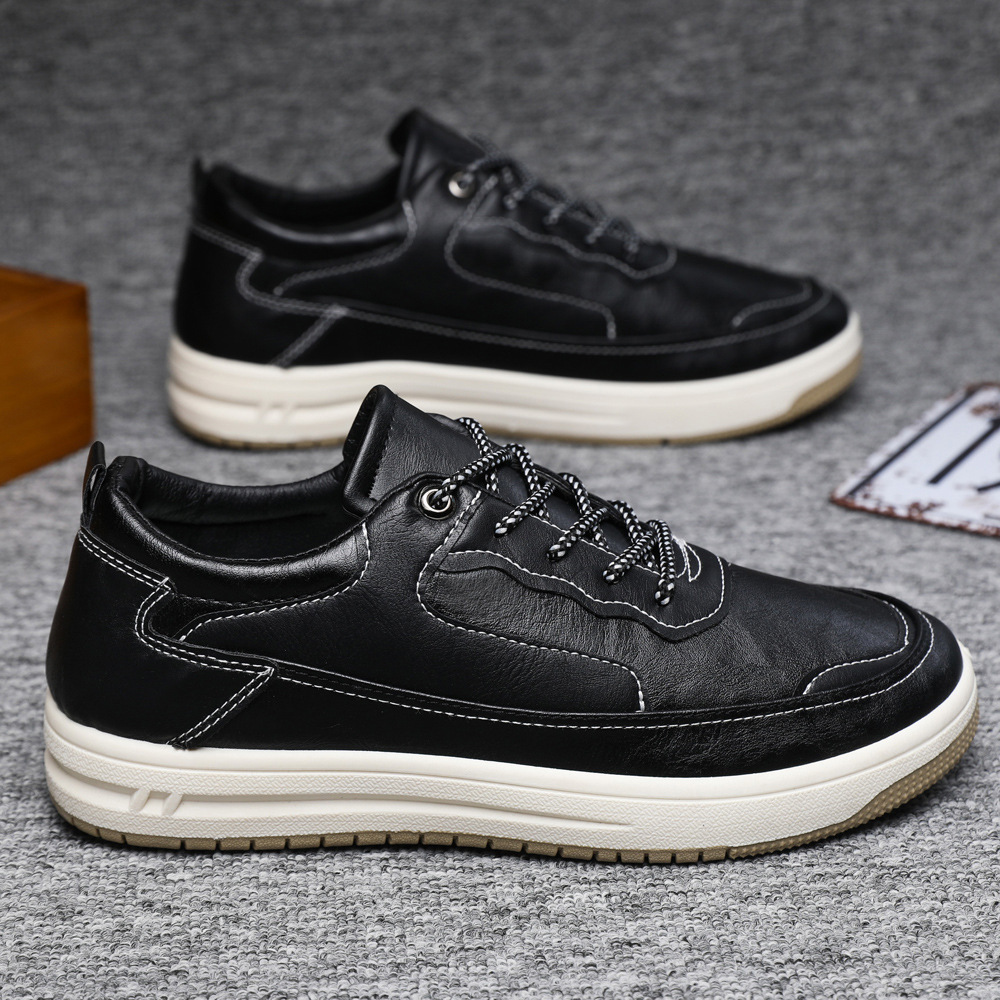 Leather Surface Men's Low-top Sneakers Warm Casual Shoes - Imagen 9