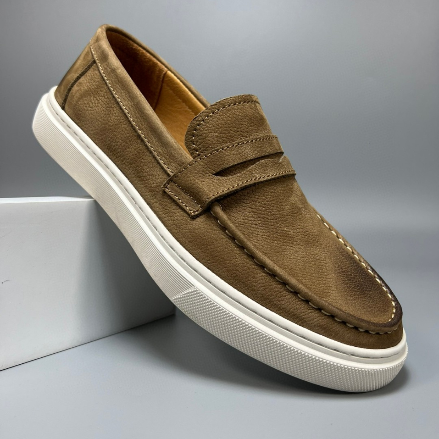 Casual Men's Genuine Retro Soft Bottom Calf Leather Shoes - Imagen 7