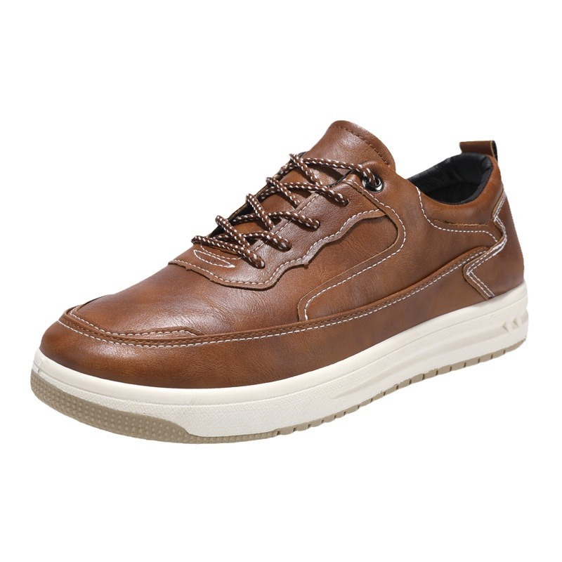 Leather Surface Men's Low-top Sneakers Warm Casual Shoes - Imagen 5