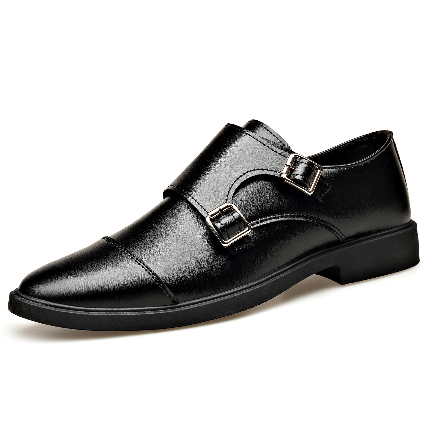 Large Size Soft Bottom Men's All-match Metal Slip-on Leather Shoes - Imagen 5