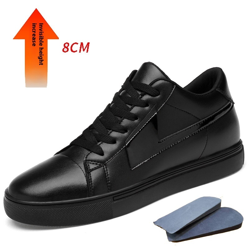 New Skateboard Cowhide Korean Style Height Increasing Insole Men's Shoes - Imagen 9