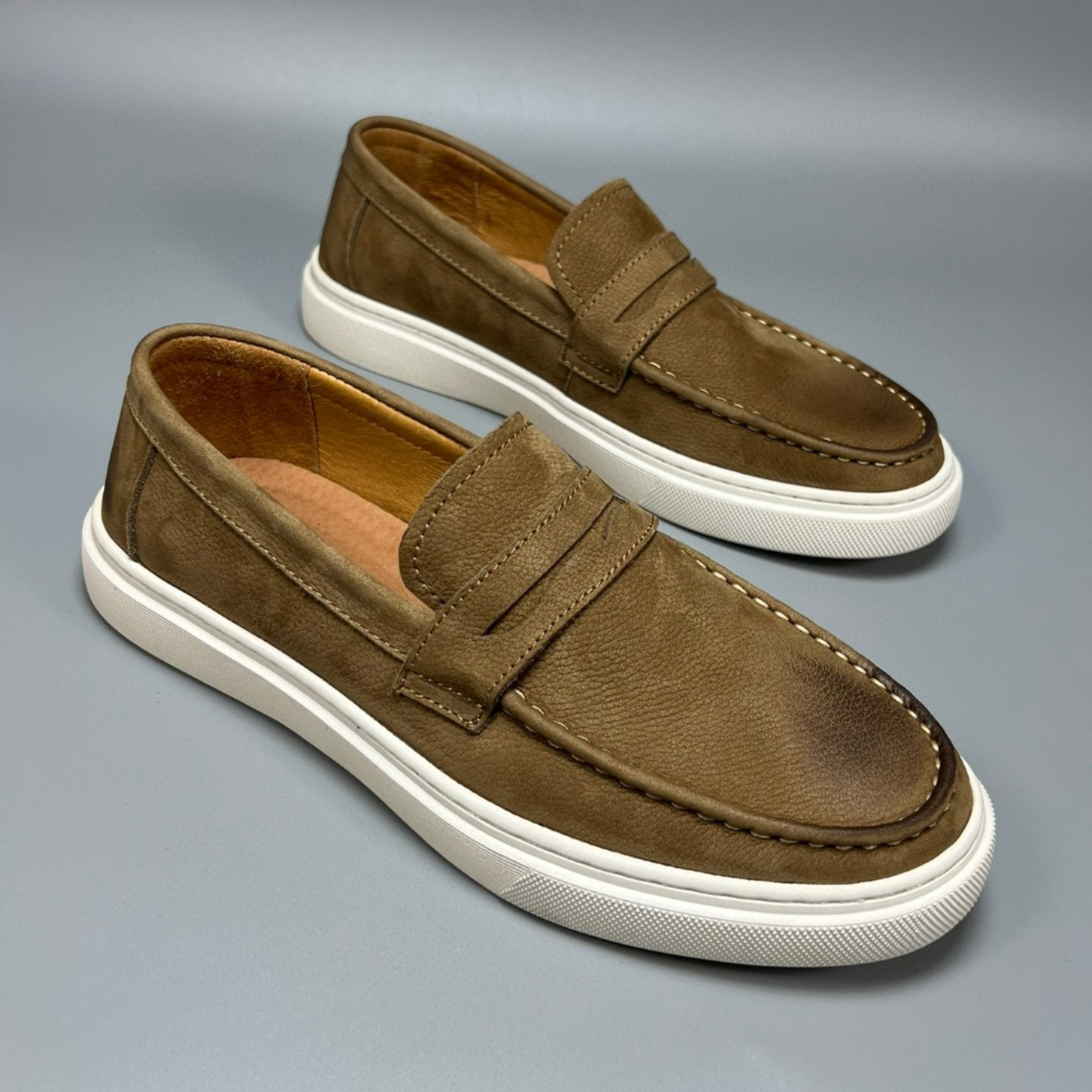 Casual Men's Genuine Retro Soft Bottom Calf Leather Shoes - Imagen 4