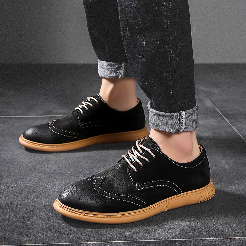 Business Formal Wear Genuine Leather Low Top Retro Lace Up Breathable Men's Shoes - Imagen 3