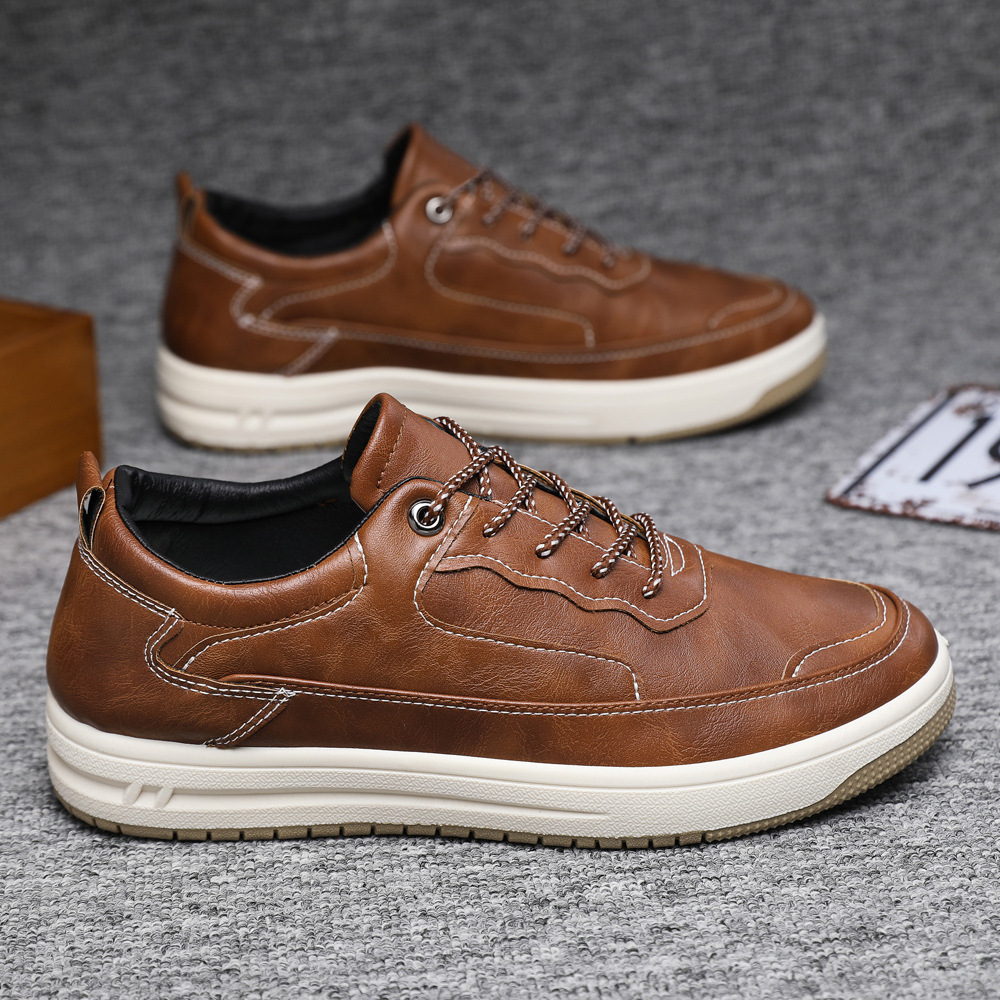 Leather Surface Men's Low-top Sneakers Warm Casual Shoes - Imagen 8
