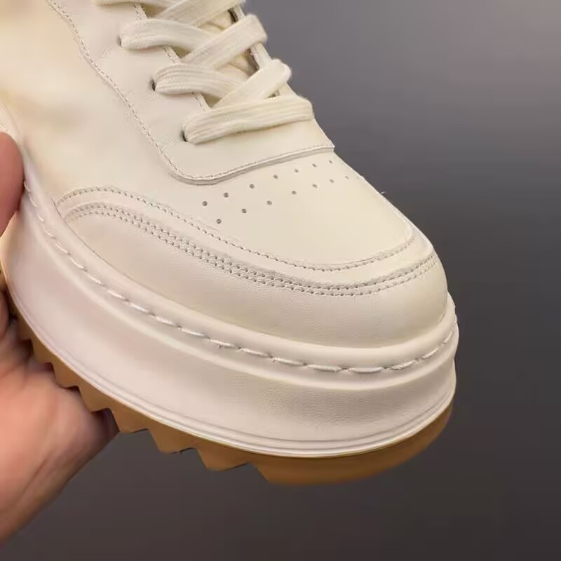 Leather White Shoes Male Retro Casual Shoes - Imagen 5
