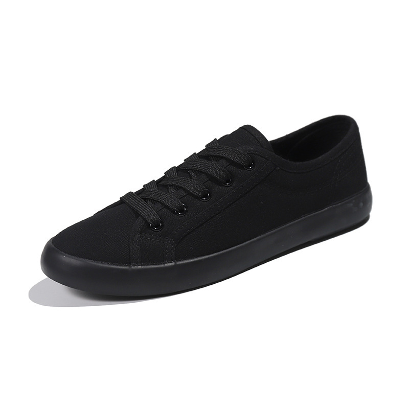 Korean Style All Black Slimming Versatile Pure Breathable Flat Work Shoes - Imagen 5