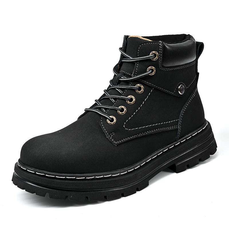 Men's Simple Casual Plus Size Leather Martin Boots - Imagen 4