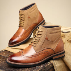 British Style Retro Martin Boots Mid-top Carved Men's
