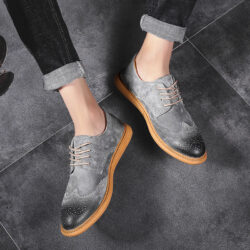 Business Formal Wear Genuine Leather Low Top Retro Lace Up Breathable Men's Shoes