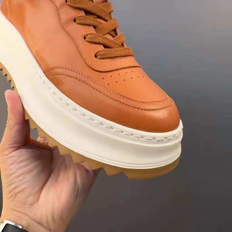 Leather White Shoes Male Retro Casual Shoes - Imagen 7
